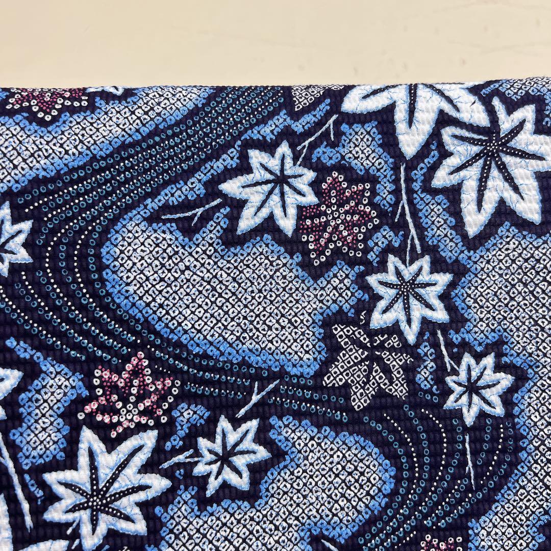 浴衣　綿　楓　鹿の子　流水　着物　065t