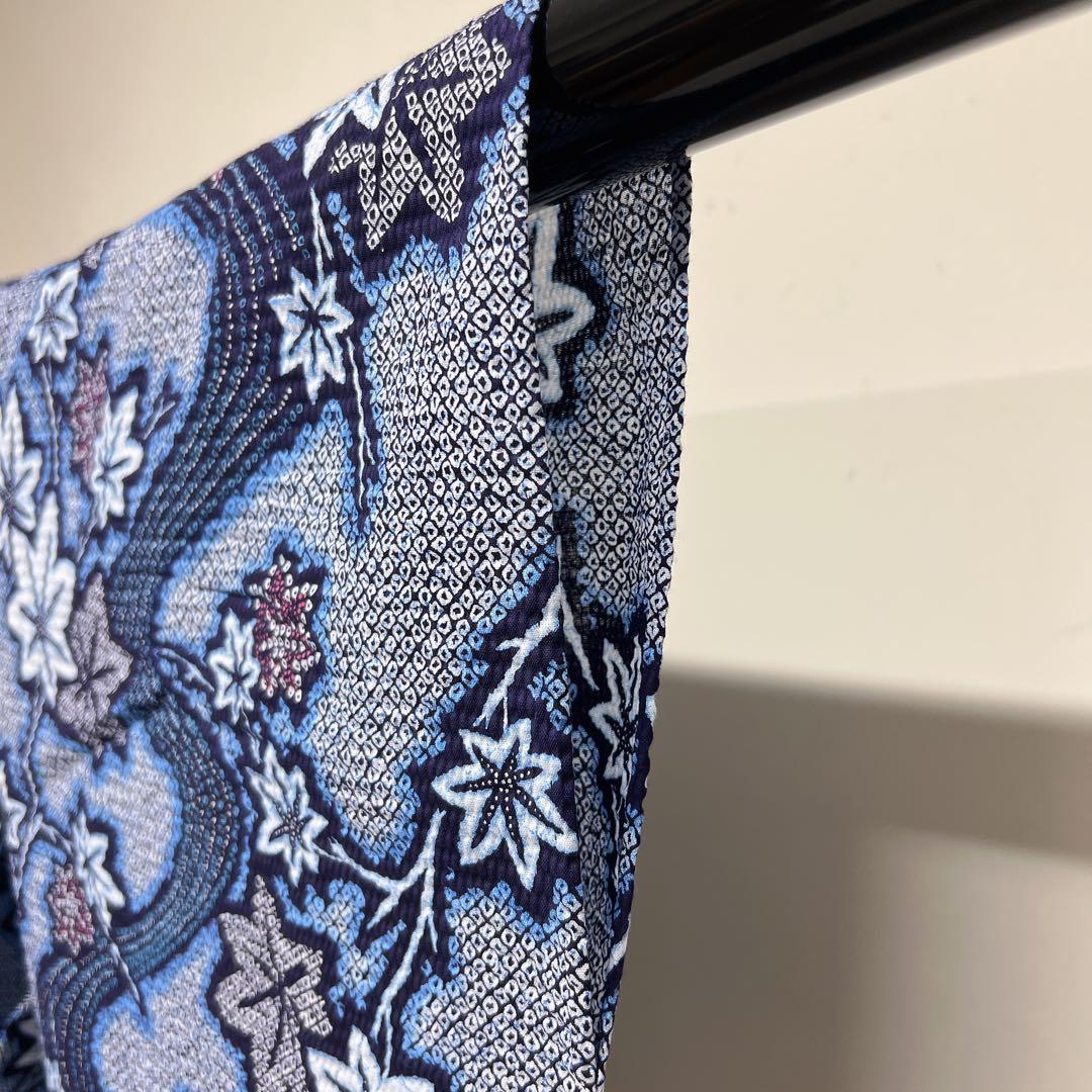 浴衣　綿　楓　鹿の子　流水　着物　065t