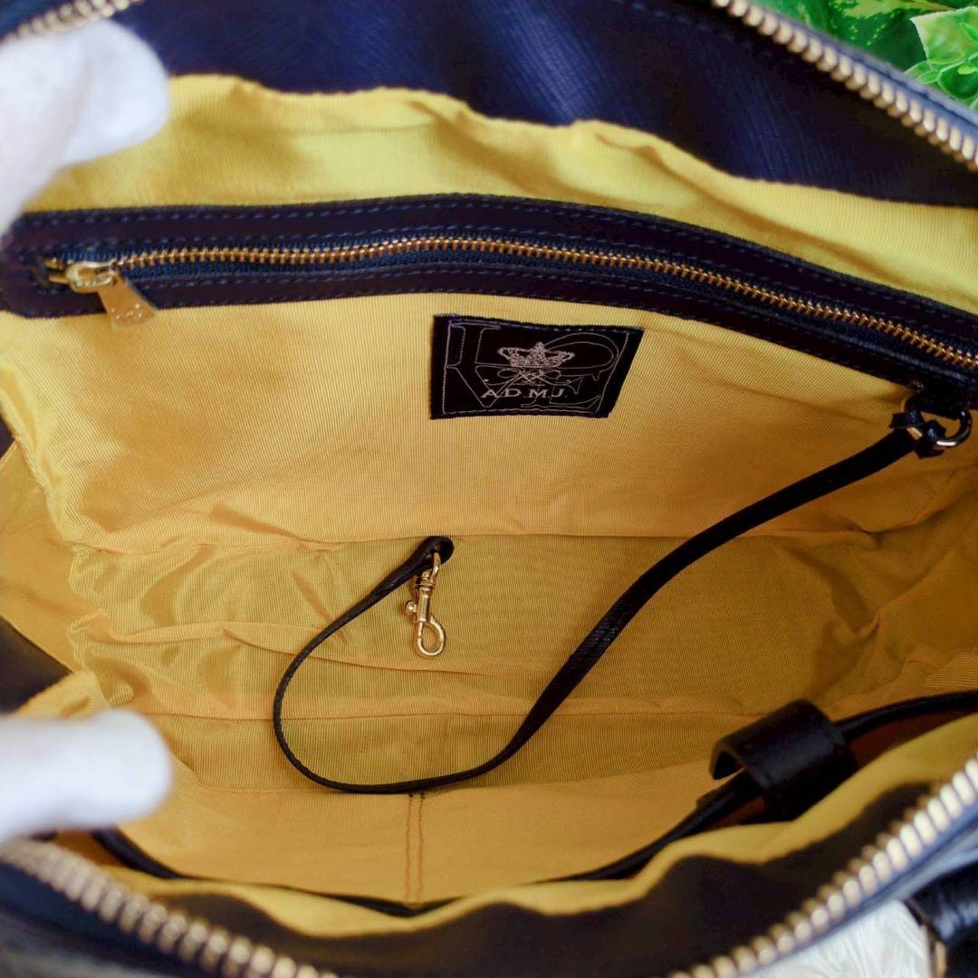 ◾︎極美品◾︎ A.D.M.J ハンドバッグ ミニボストン クロコ型押し ビジュー