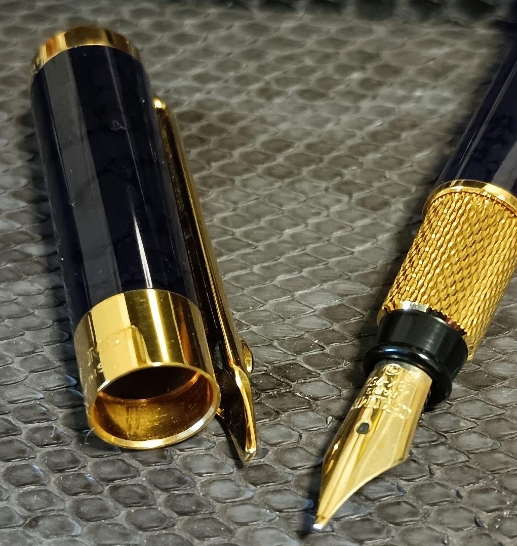 美品 CHAUMET ショーメ 万年筆 筆記具 ペン先 18K 白蝶貝 ネイビー