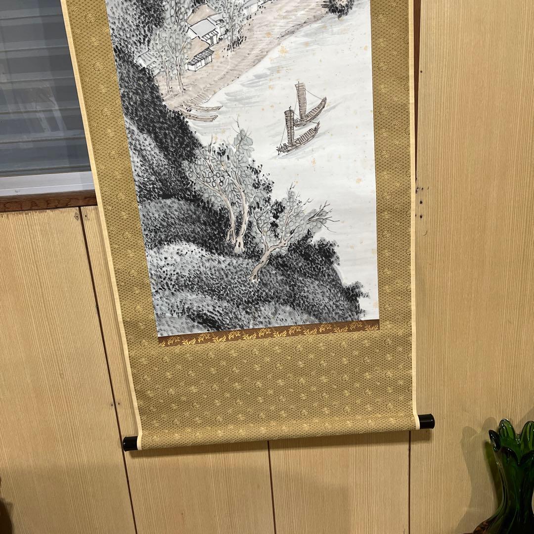 伊豆　海に面した民家　掛け軸