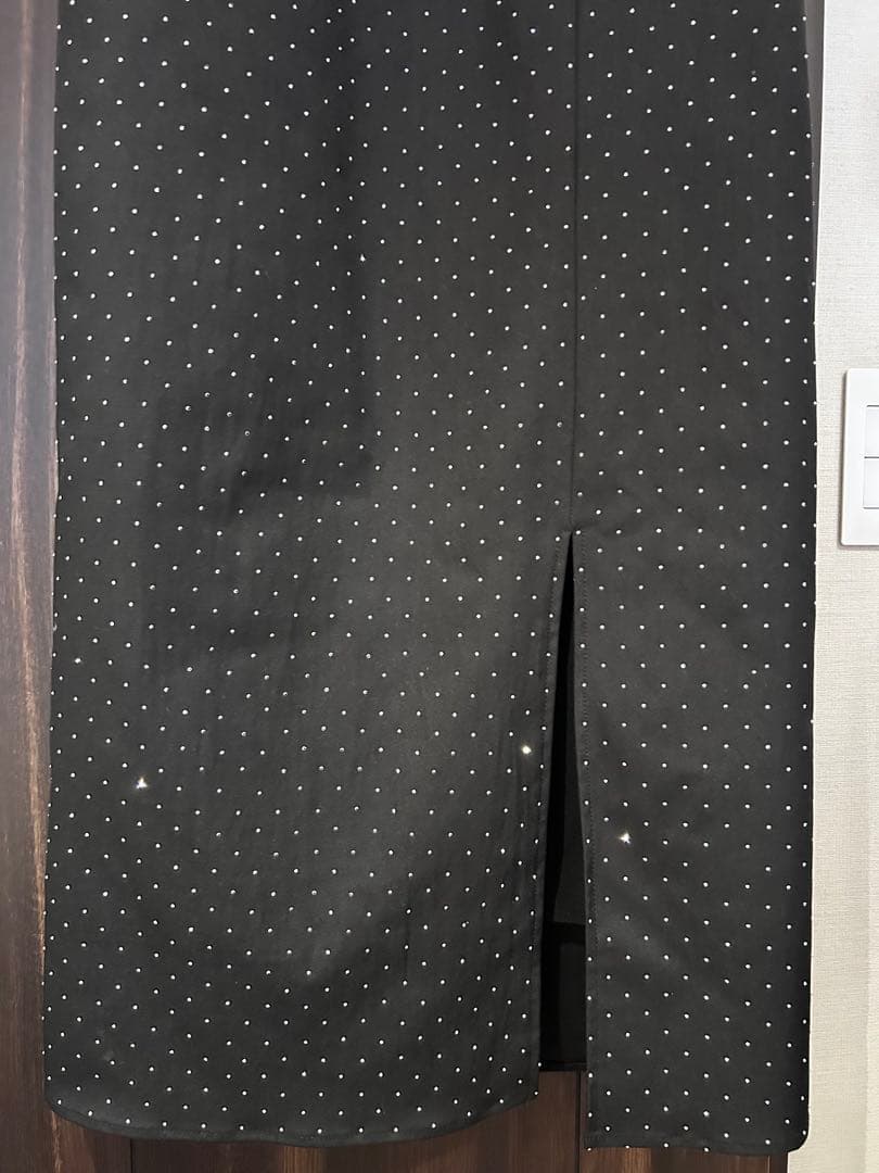 Leja 2WAY花柄リボンドットストーンブラックドレス