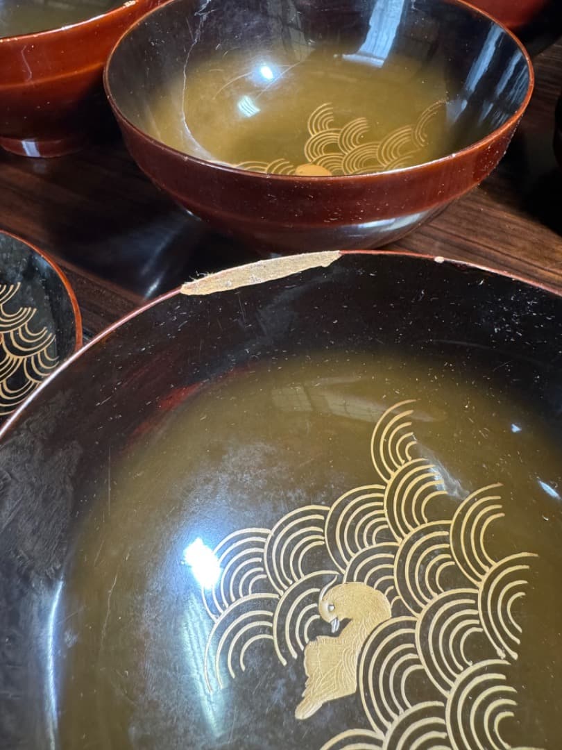 木曽漆器 吸物椀 二十客（蓋付き／江戸後期・手描