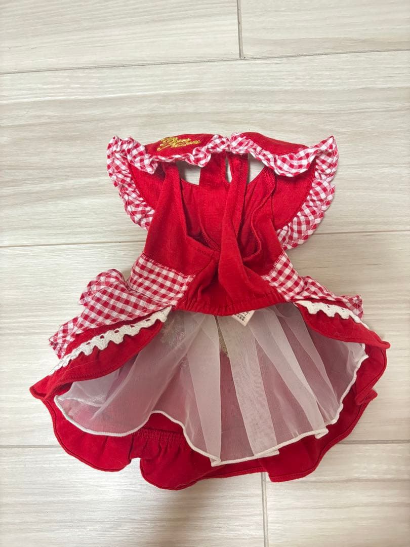 きゃんナナ レトロいちごギンガムフリルワンピース レッド＆バレッタセット