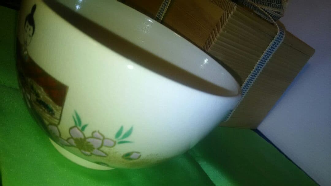 抹茶茶碗、共箱入、乾山写、雛人形、紫雲作、3番