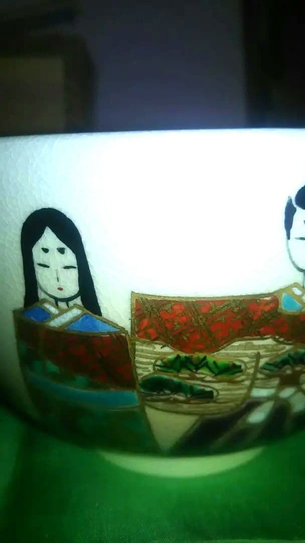 抹茶茶碗、共箱入、乾山写、雛人形、紫雲作、3番