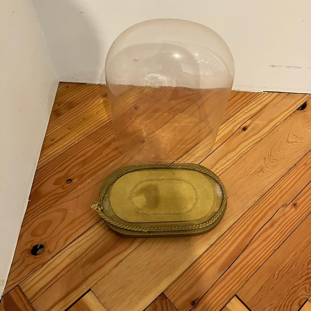 アンティーク　グラスドーム　ゴールド　ガラスケース