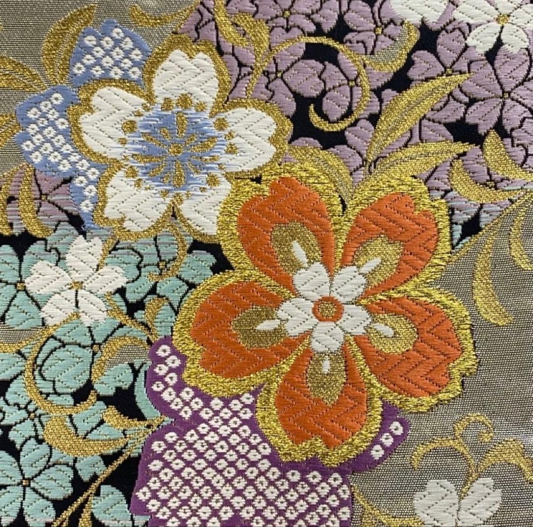 薄紫 水色 花柄 蝶模様 振袖