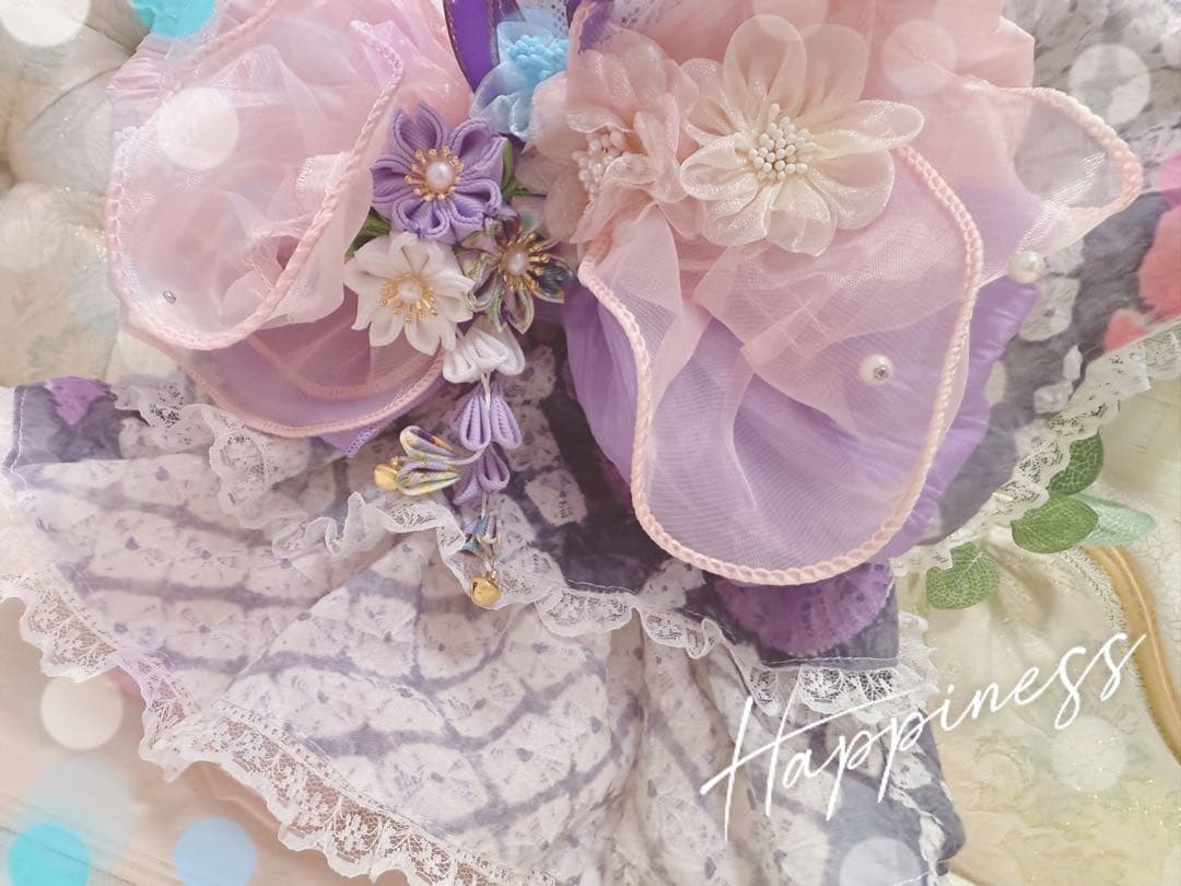 F2.pon2pan2現品☆犬有松絞り浴衣☆犬浴衣☆ひい様