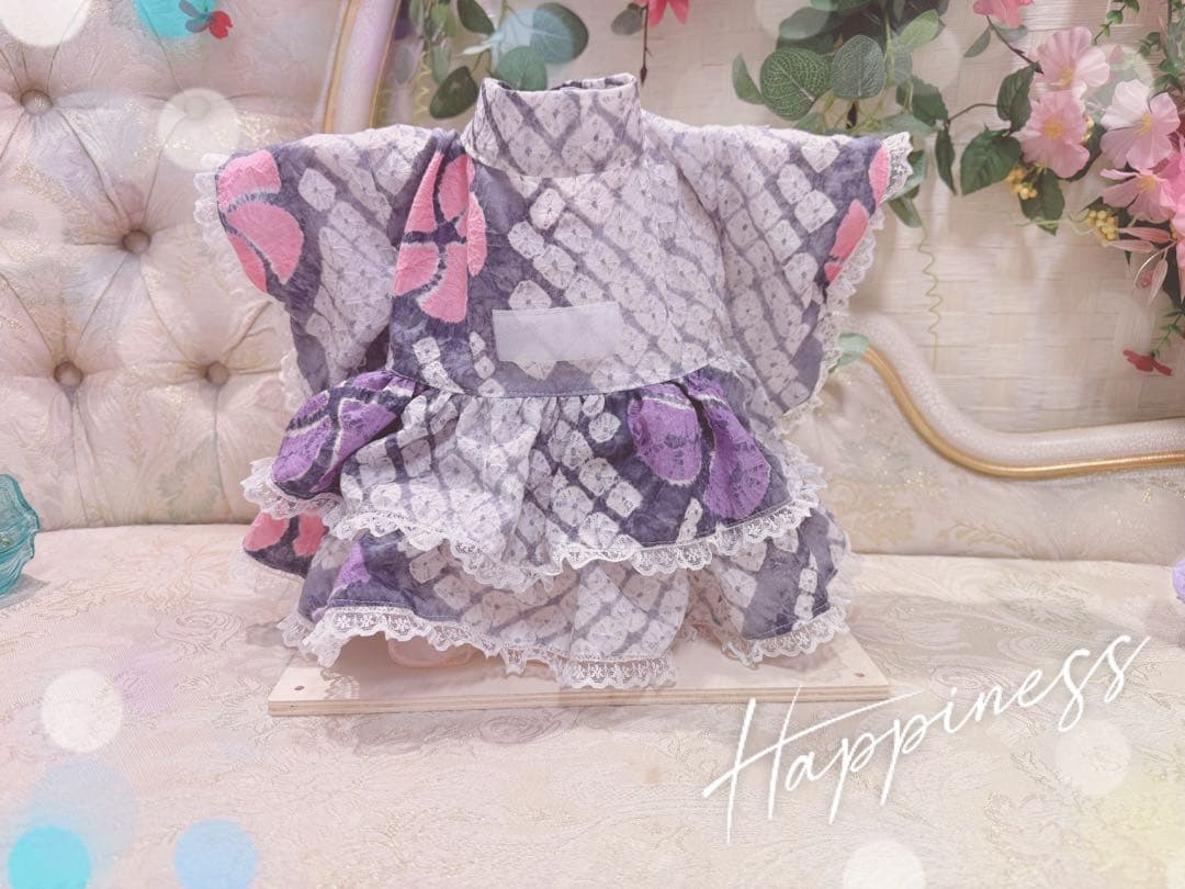 F2.pon2pan2現品☆犬有松絞り浴衣☆犬浴衣☆ひい様