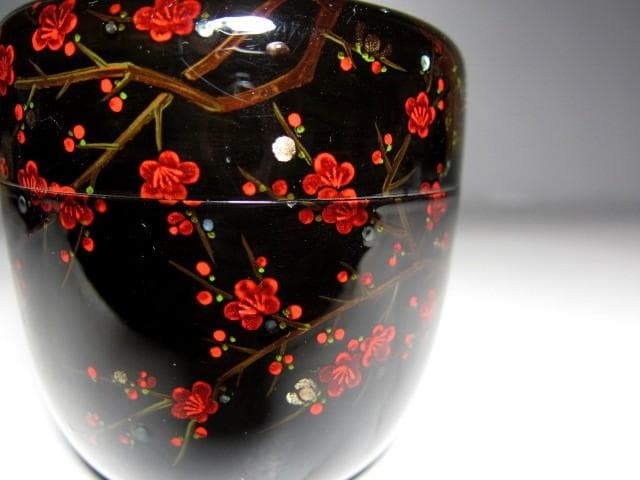 八雲塗 山根進(雙進・そうしん) 内銀桜絵大棗 表千家十三代即中斎花押 m144