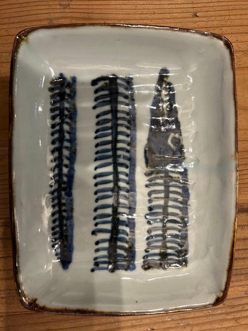 美品 未使用 村田森さん　太刀魚　染付　角皿