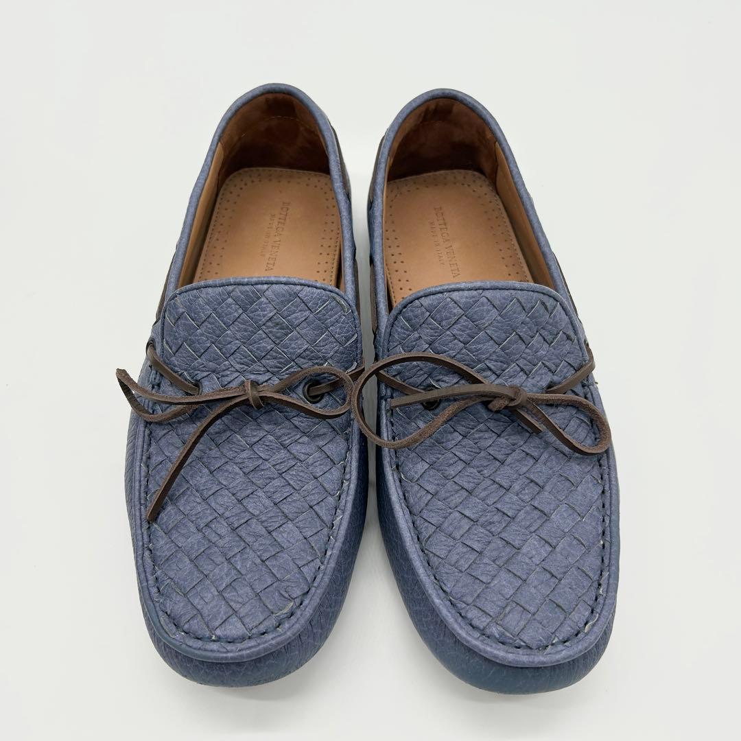 【美品】ボッテガ ヴェネタ モカシン 青 レザー イントレチャート 41.5