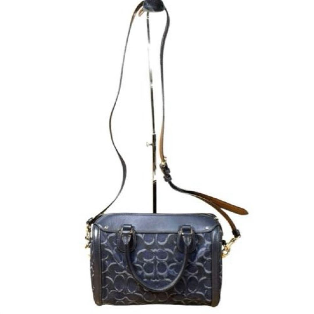 【美品】希少　COACH 2way バッグ シグネチャー　デニム　ボストン