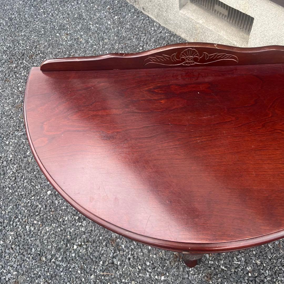 フジ　猫脚コンソール 引き出し付　ハーフムーンテーブル