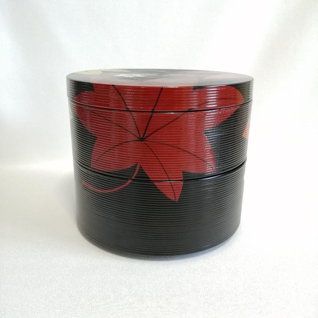 未使用 平安象彦 錦曇 木製 二段重箱 茶道具 和菓子 花見