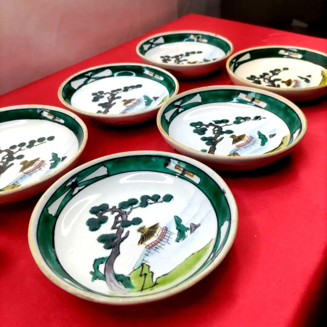 九谷焼　古九谷　色絵　豆皿　小皿　なます皿　6客セット