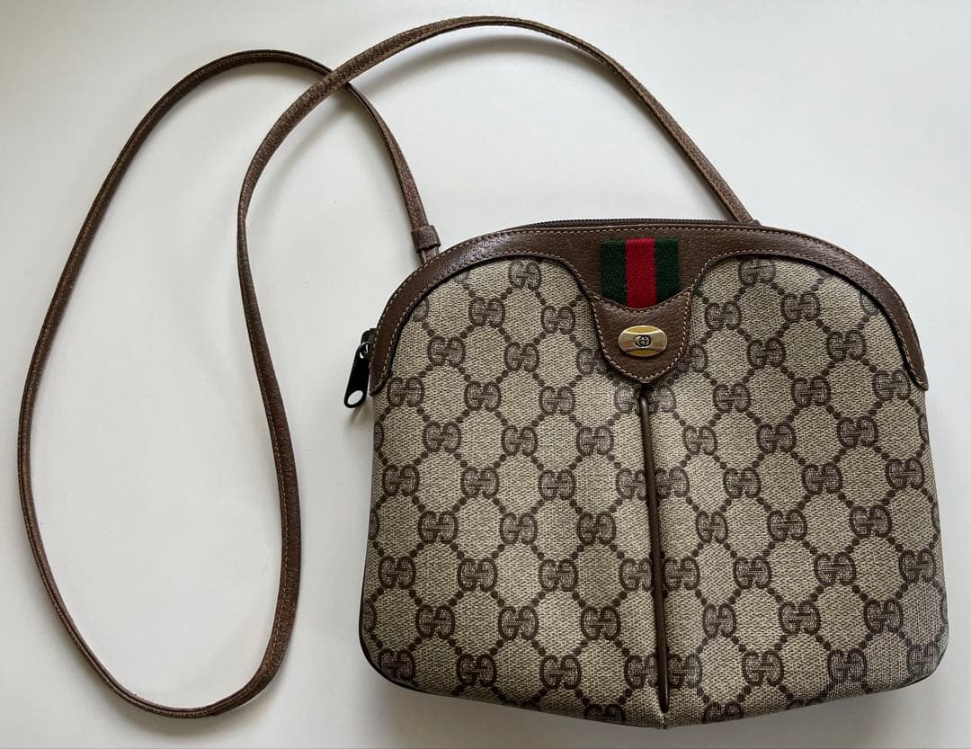 GUCCI シェリーライン GG レザー ベージュ ショルダーバッグ