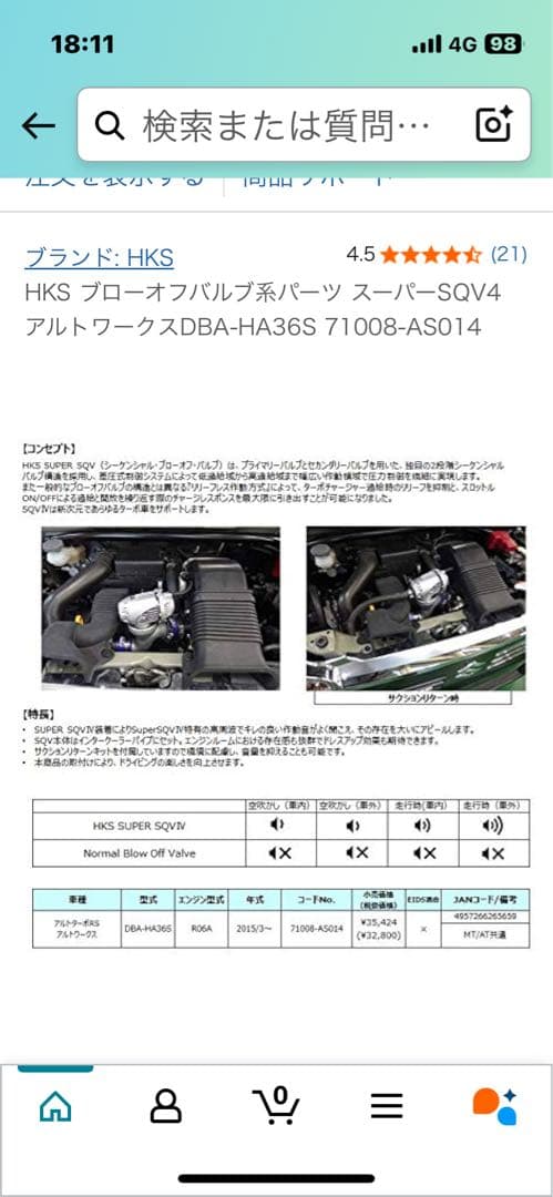 HKS SUPER SQV ブローオフバルブ アルトワークス用