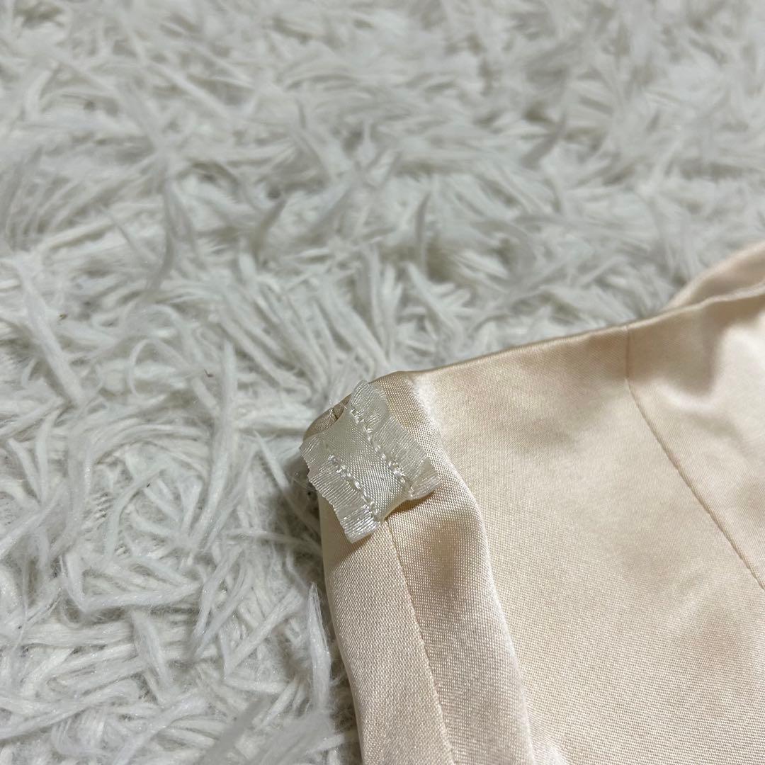 CHANEL シルク100% ココマーク パール リボン 光沢 フレアスカート