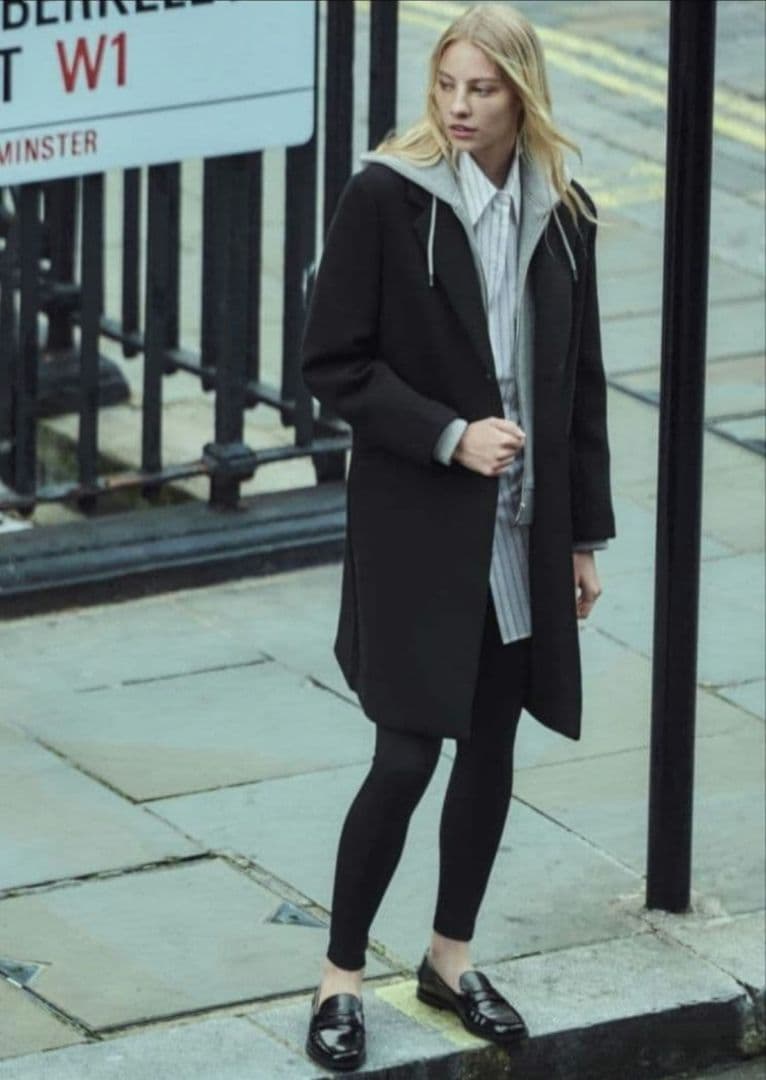 極美品✨ZARA デタッチャブルフードコート ロング チェスター コントラスト