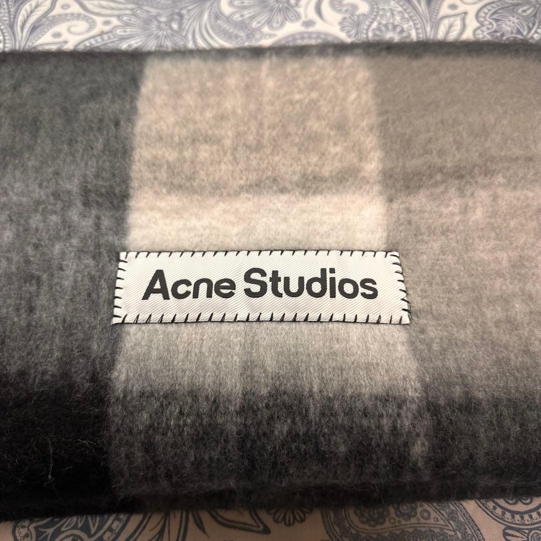 黒　ACNE STUDIOS 新品未使用 モヘアチェック柄スカーフ　マフラー