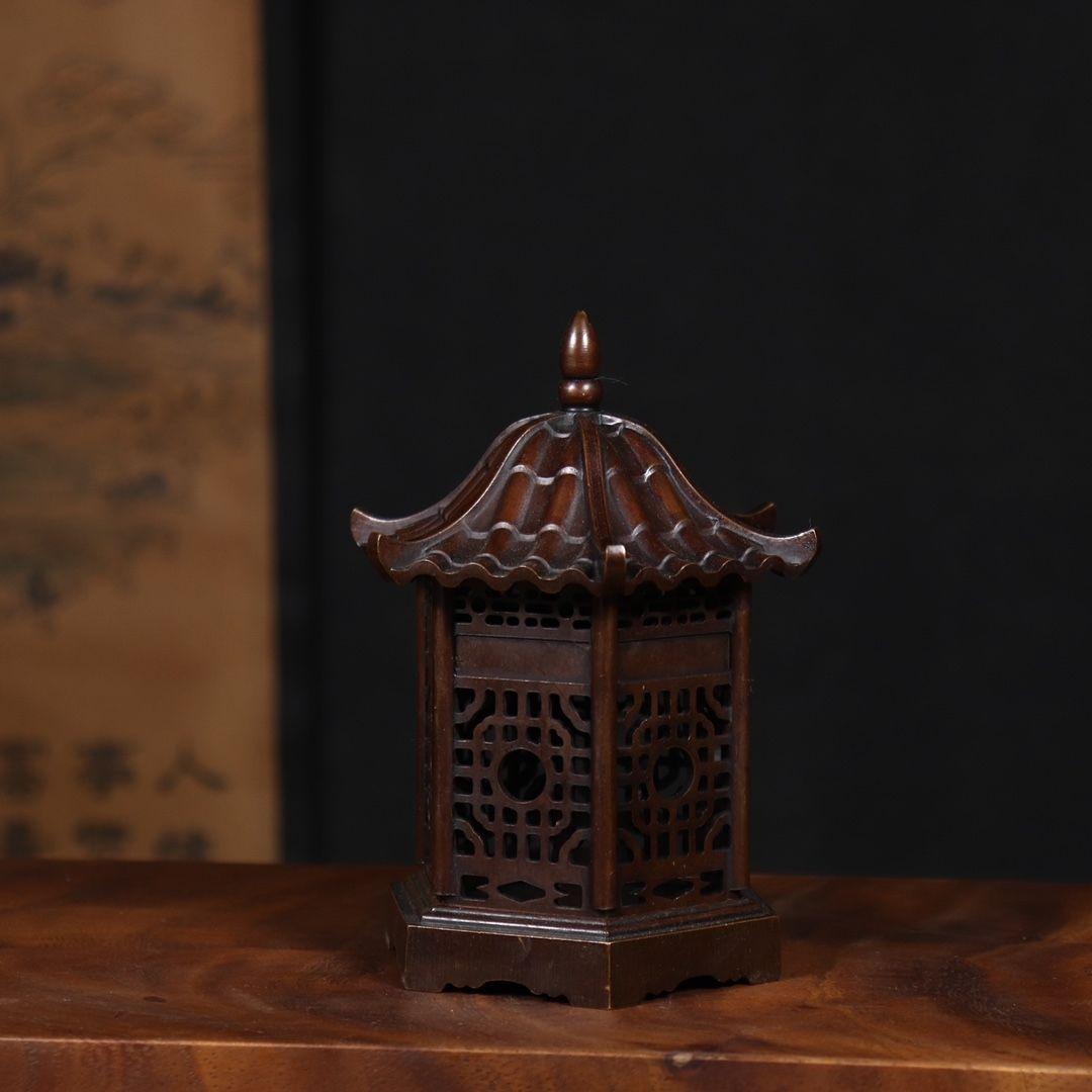 銅製 亭子薫香炉 茶道具 香道具 装飾品 工芸品 美術品 置物