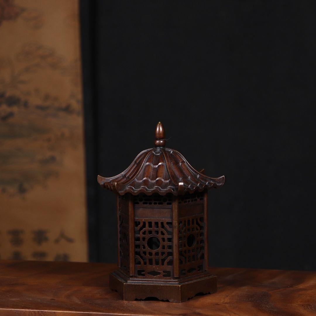 銅製 亭子薫香炉 茶道具 香道具 装飾品 工芸品 美術品 置物