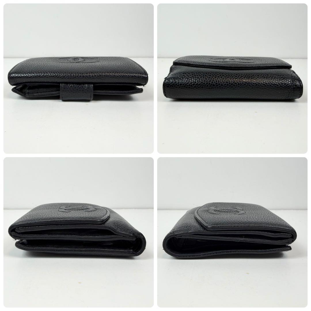 CHANEL キャビアスキン 二つ折り財布 シャネル 箱付き