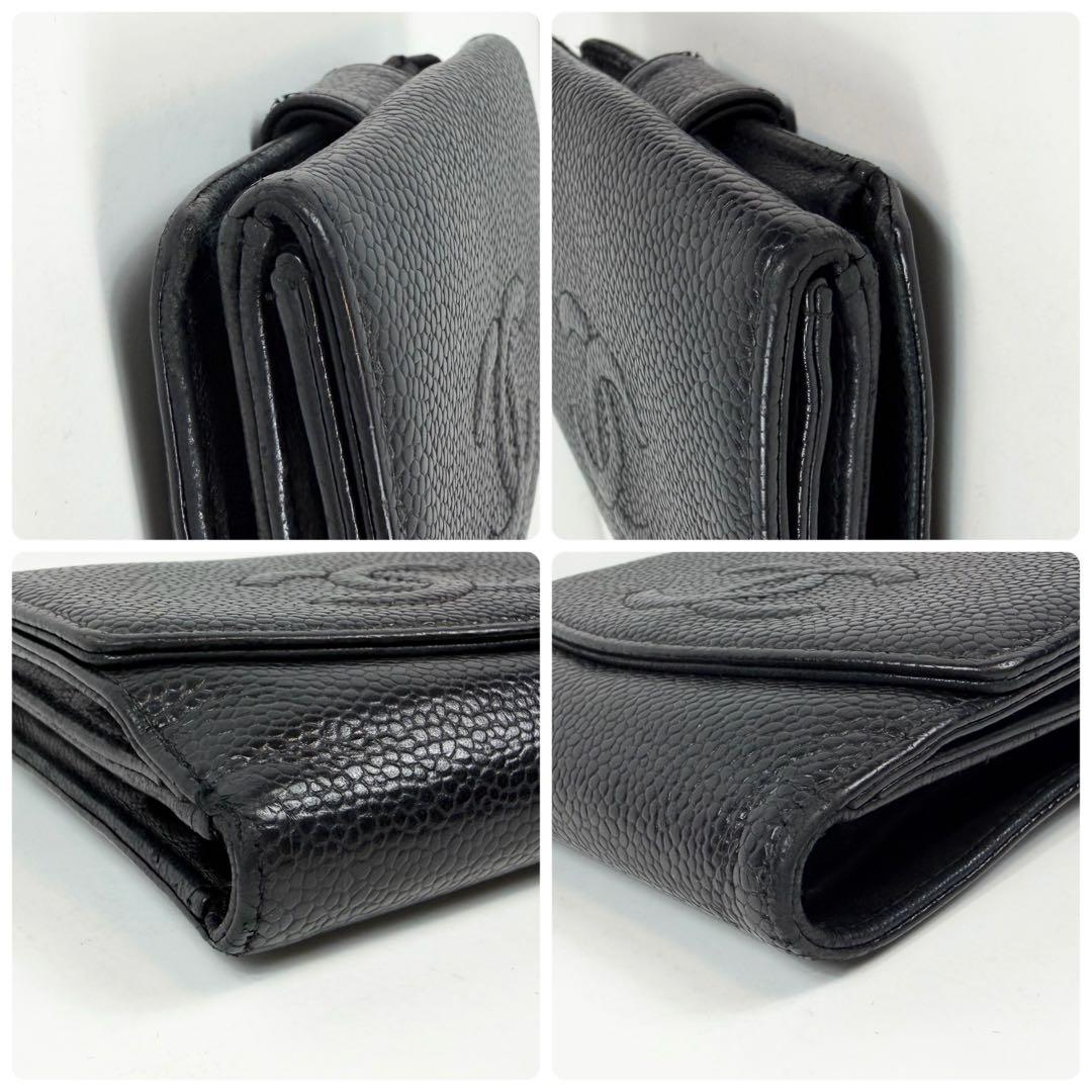 CHANEL キャビアスキン 二つ折り財布 シャネル 箱付き