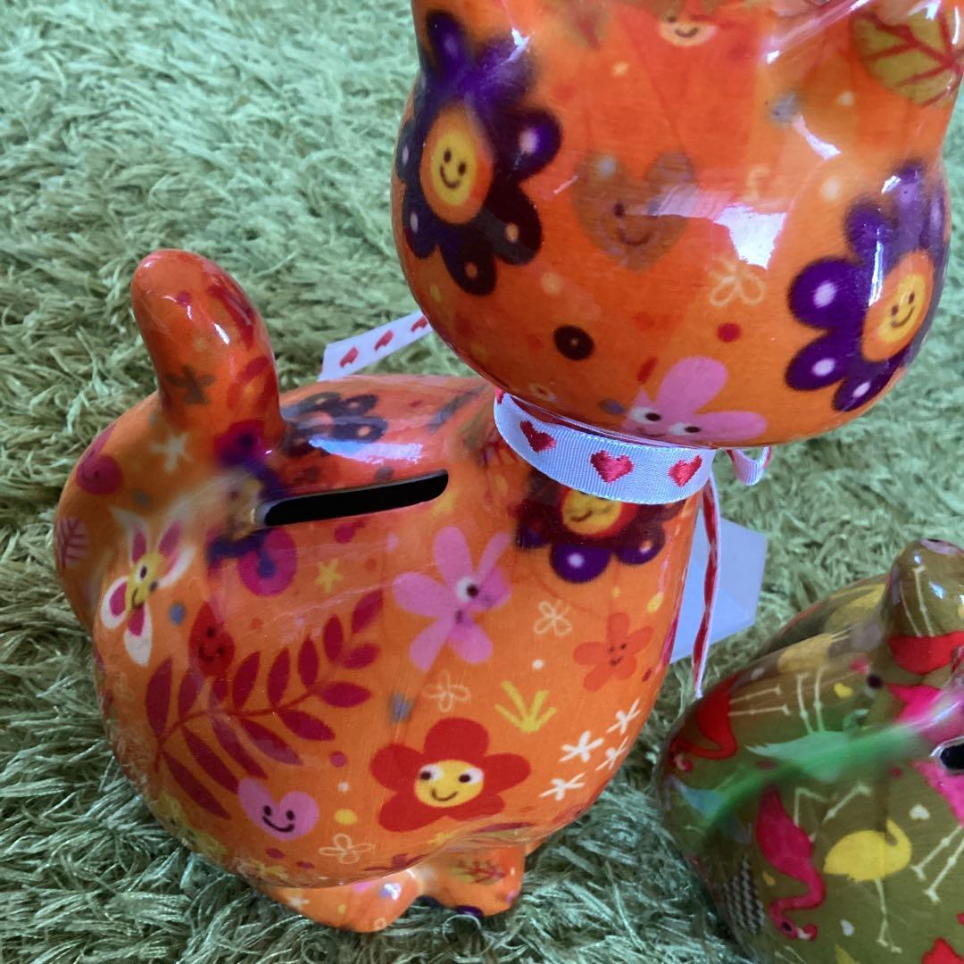 POMME PIDOU（ポンピドゥ)セラミック製貯金箱 カラフルな猫の置物セット