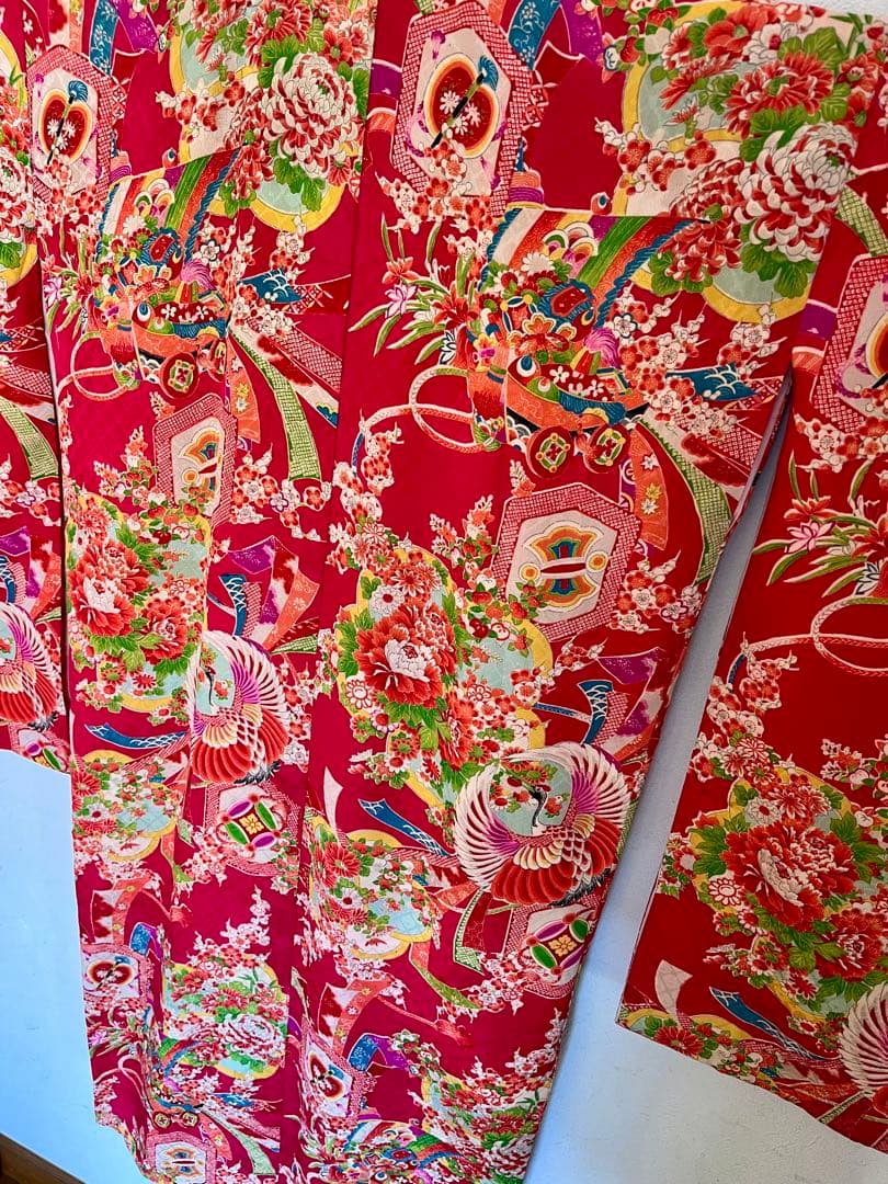 正絹 アンティーク着物 レトロ着物 ☆宝船 鶴丸 おめでたいがいっぱい 七五三