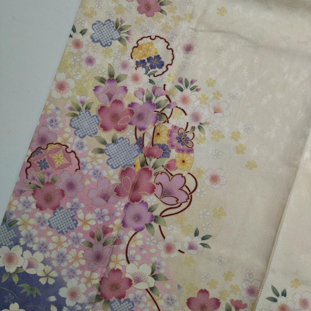 こ*う様 振袖 正絹 雪輪 桜 ぼかし染 広衿 袷 着物 翼-238