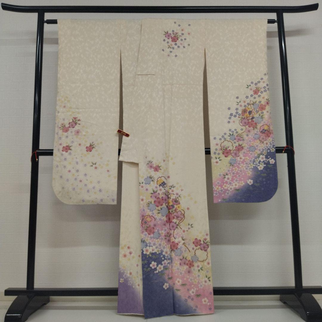 こ*う様 振袖 正絹 雪輪 桜 ぼかし染 広衿 袷 着物 翼-238