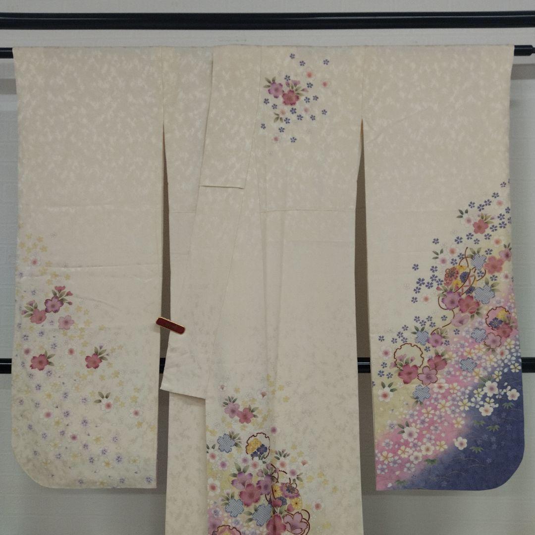 こ*う様 振袖 正絹 雪輪 桜 ぼかし染 広衿 袷 着物 翼-238