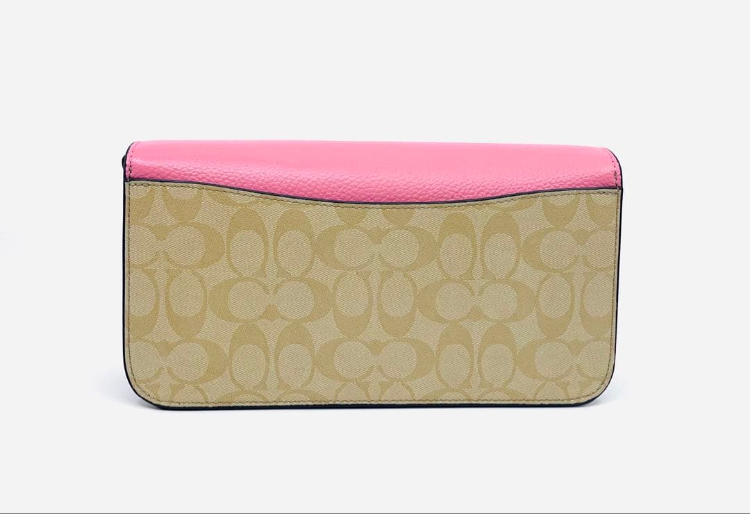 【新品・未使用】COACH シグネチャー ピンク フラップ ショルダーバッグ