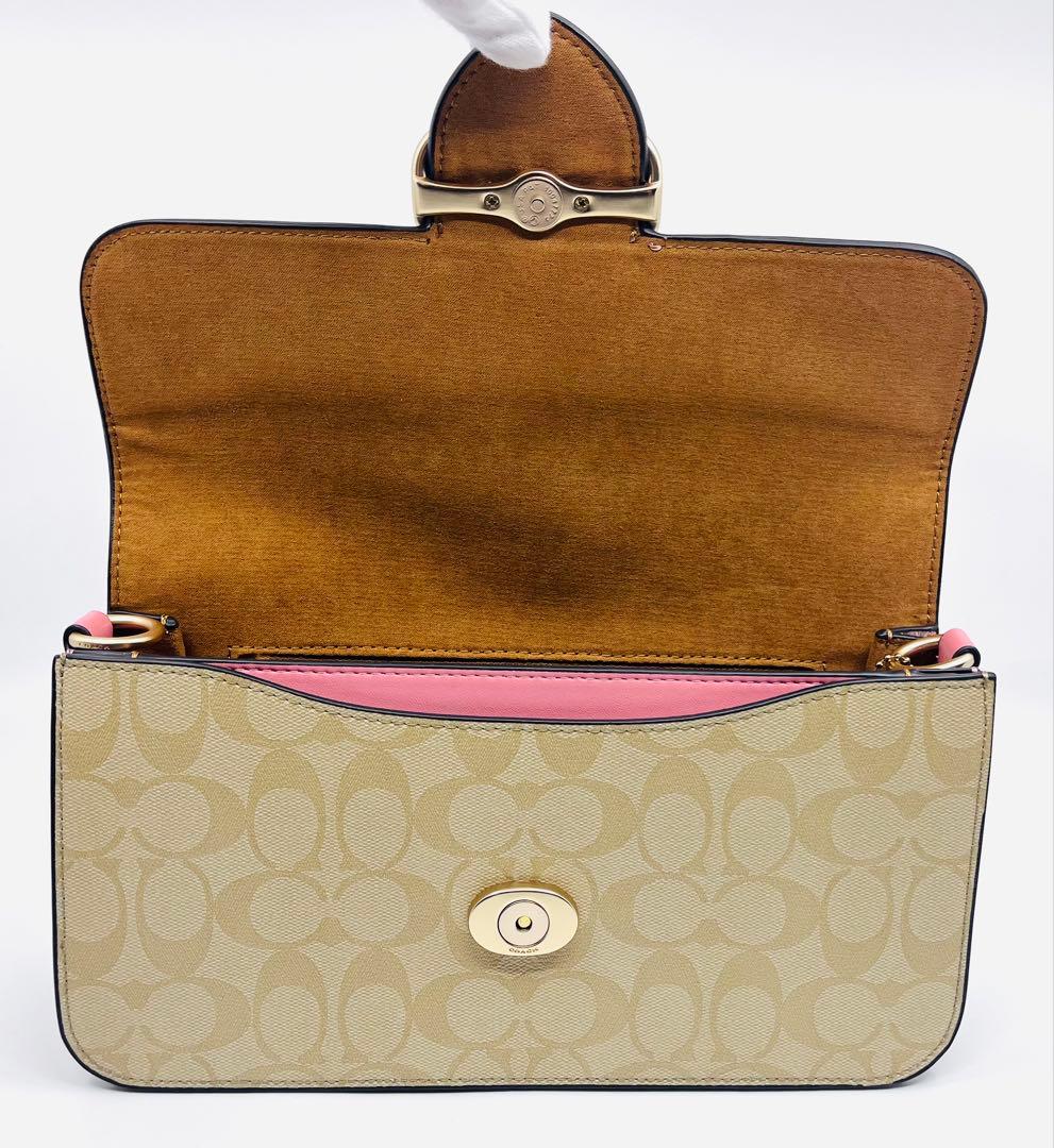 【新品・未使用】COACH シグネチャー ピンク フラップ ショルダーバッグ