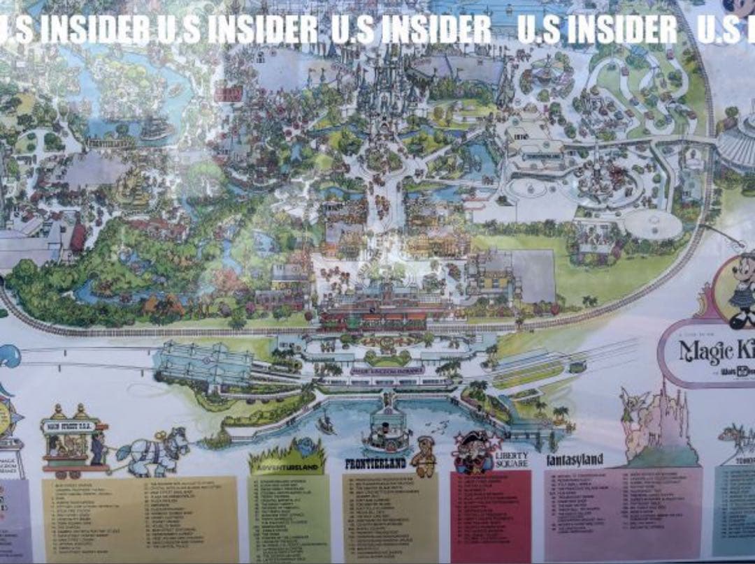 1987年　ディズニーランド園内マップ　額入り大型94cm　岐阜より迅速発送