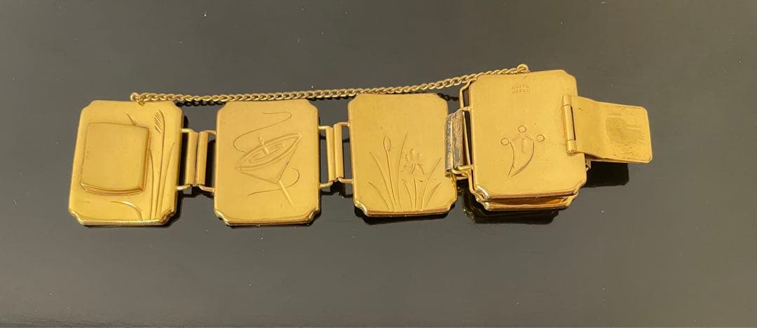 アミタ　象嵌細工　24Kゴールド& シルバー　6パネル　レディースブレスレット