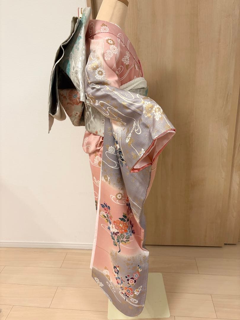 振袖フルセット ピンク グレー 古典柄 金彩 ミントグリーンsMH2512141