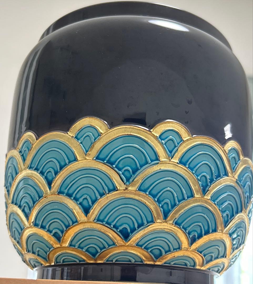 茶道具　皆具　中村翠嵐の紫交青海波　共箱