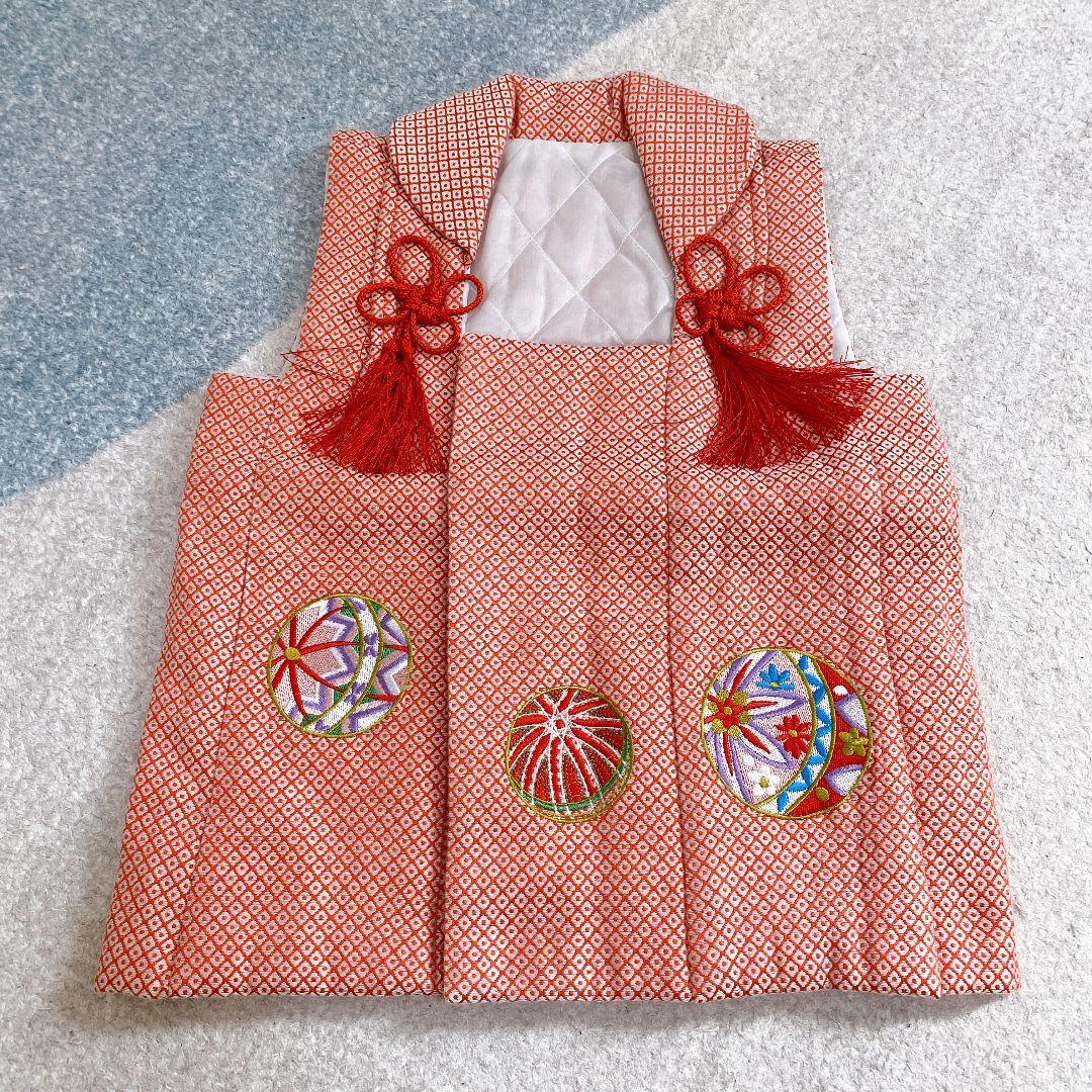 七五三 2歳 3歳 正絹 アンティーク 着物 被布 ビーズバッグ 草履 セット