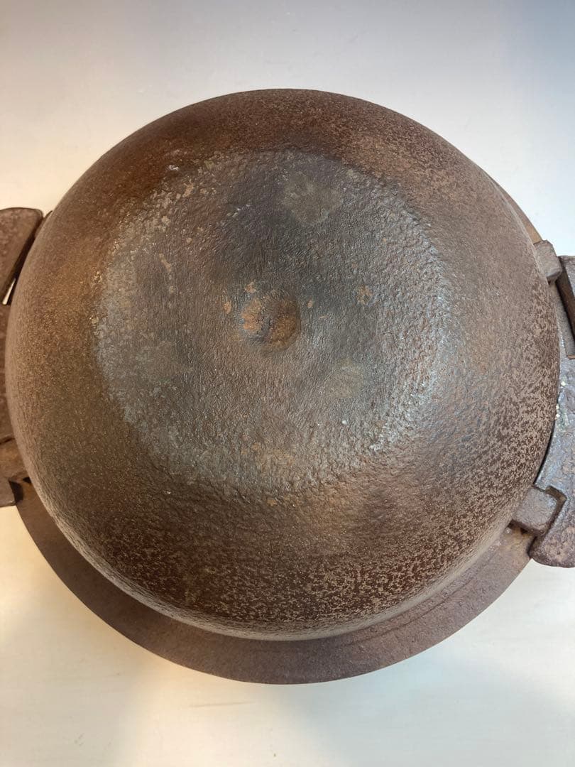 釜師 佐藤浄清 作 裏鏊釜 替蓋添 端立付 共箱 茶道具 茶釜