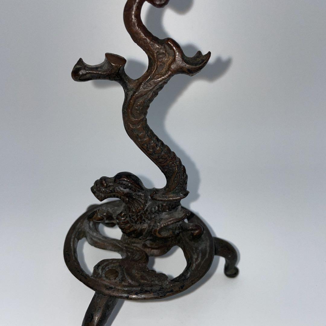 龍のロウソク立て 古美術