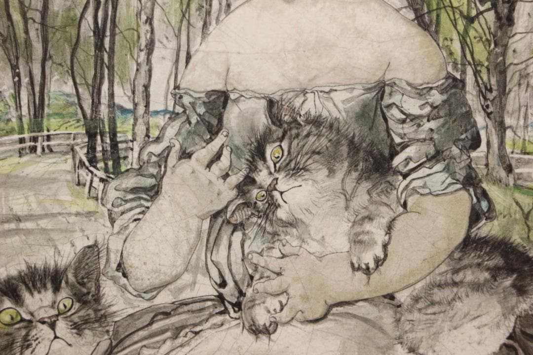 藤田嗣治 エスタンプリトグラフ 森の中の少女 3/150