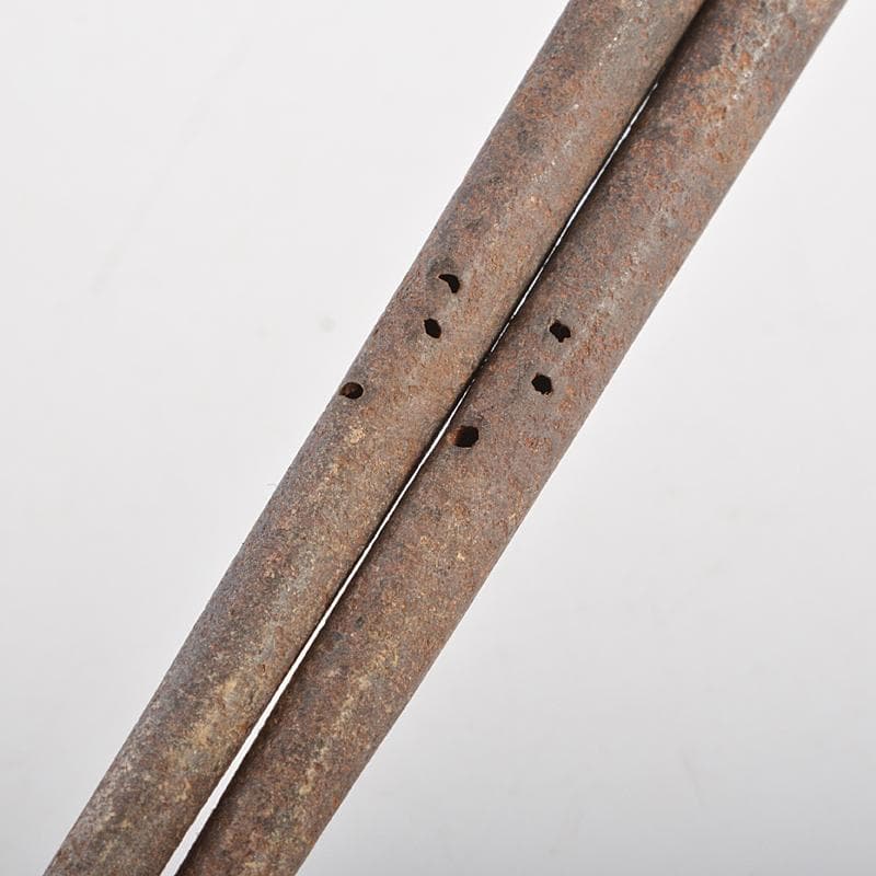 茶道具　釜師　庄司儀兵衛作　鉄製　瓢箪透火箸　共箱　V　R7214