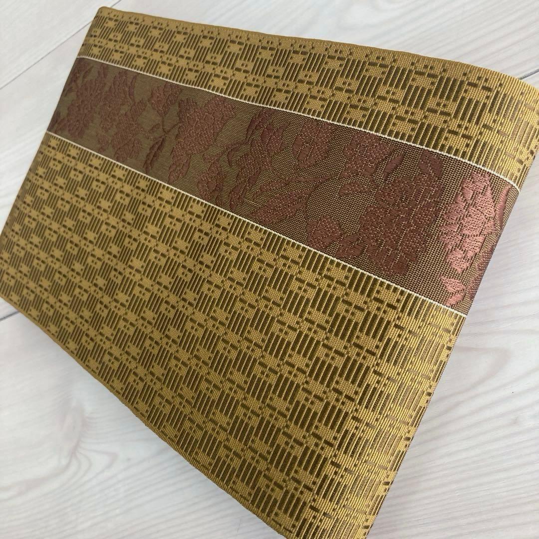 博多織　半幅帯　正絹　織り出し花唐草模様No.3-22