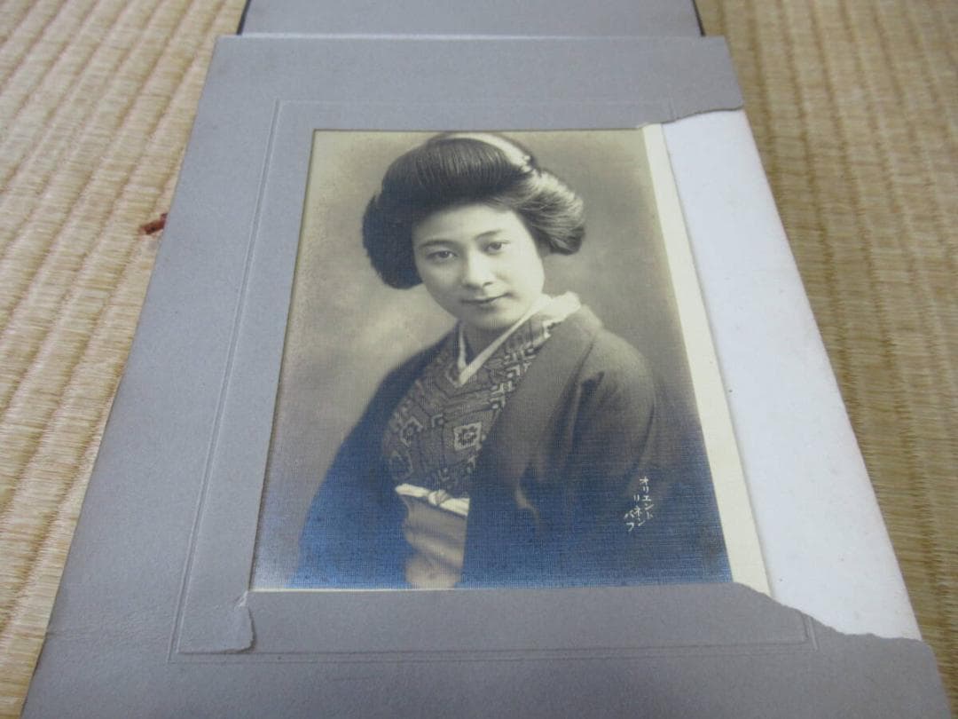 非売品 大正時代◆「オリエンタルの印画紙」美人サンプル生写真30枚収納アルバム帖