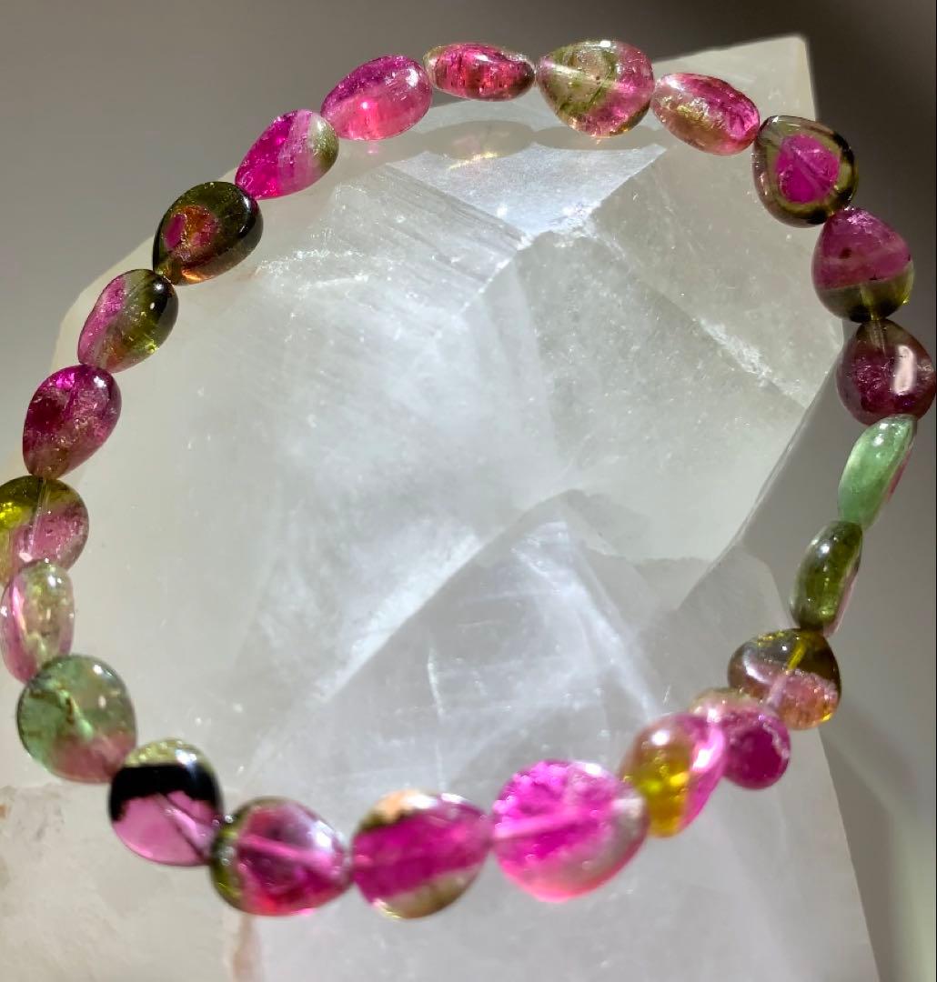 ★ユッキー様★ ウォーターメロントルマリン　雫型　ブレスレット　★高品質宝石質★