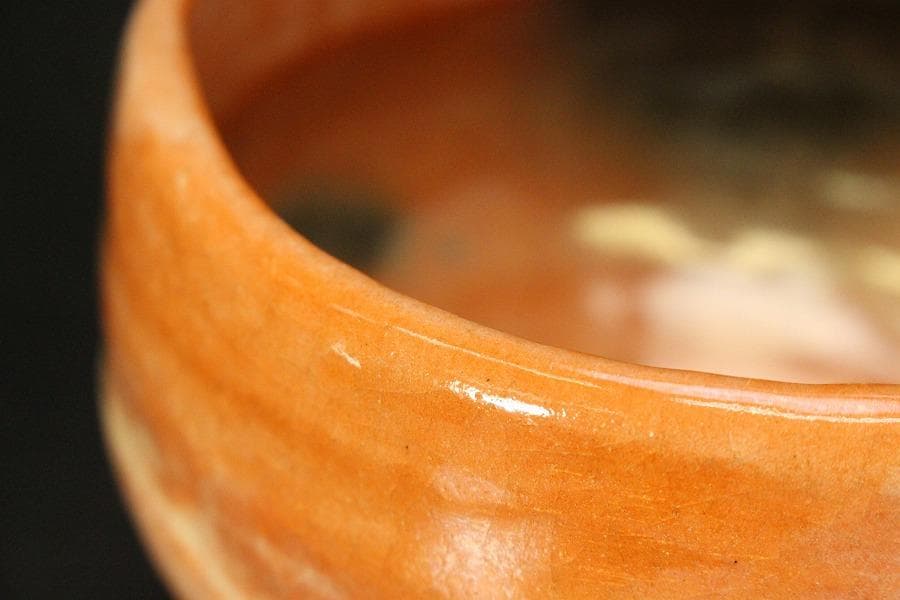 茶道具 不二見焼 赤茶碗 四世 不二山人 共箱(メ1486)